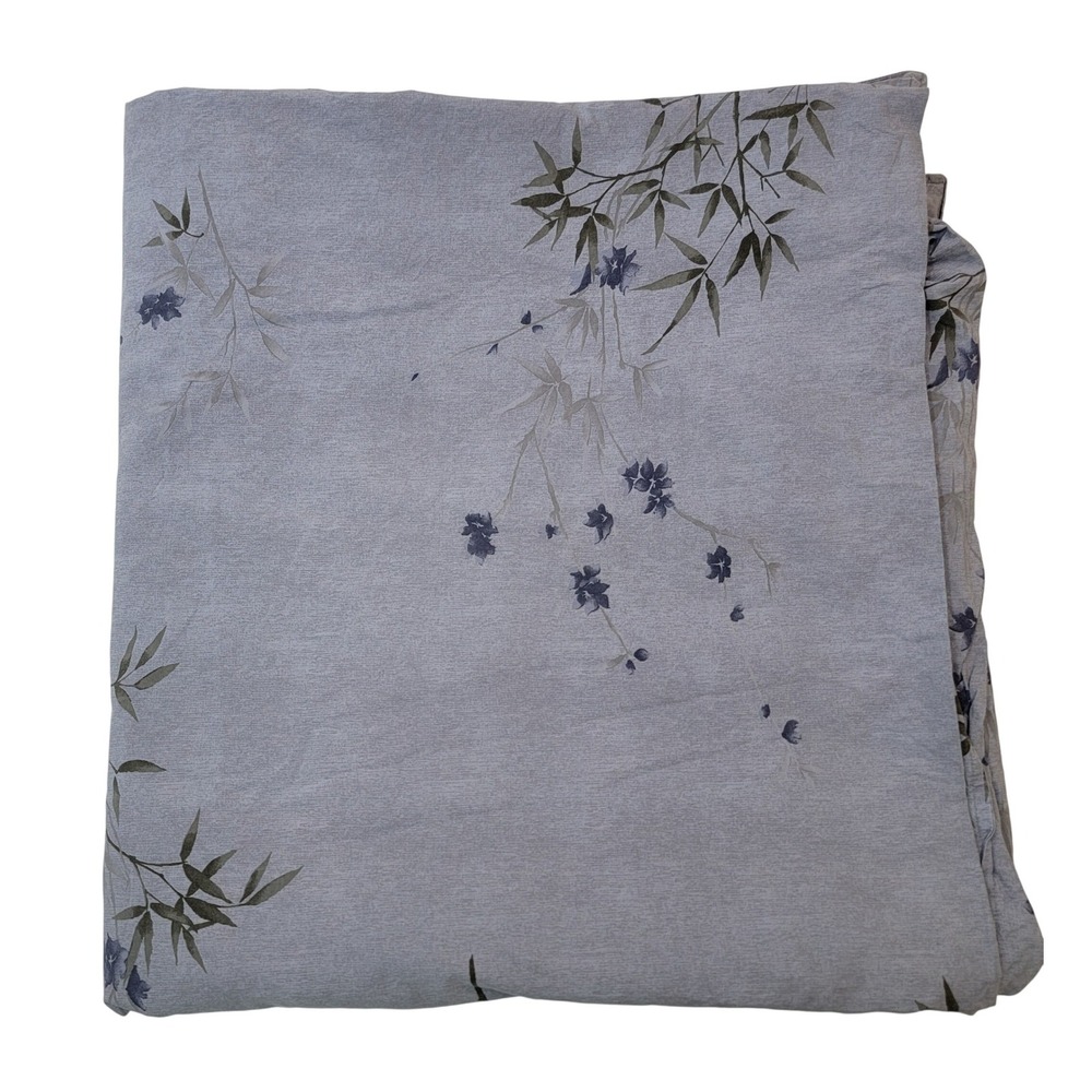 Calvin Klein Home Full Queen Duvet Cover 100% Cotton Blue Bamboo Flowers Zen